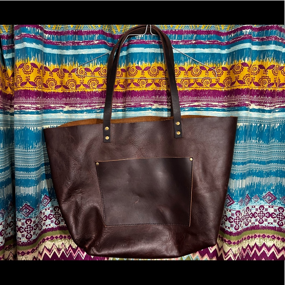 Portland leather XL Tote with wallet and makeup bag